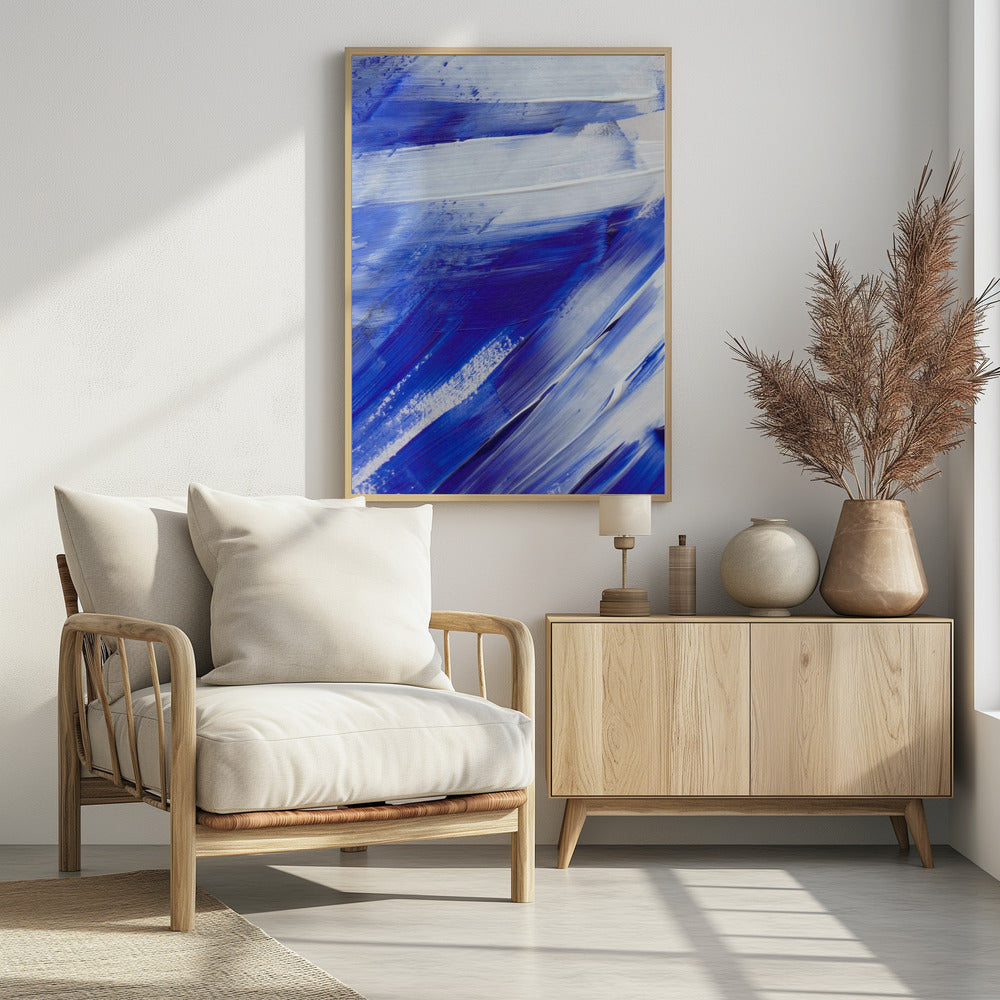 Weiße und blaue Pinselstriche | Poster