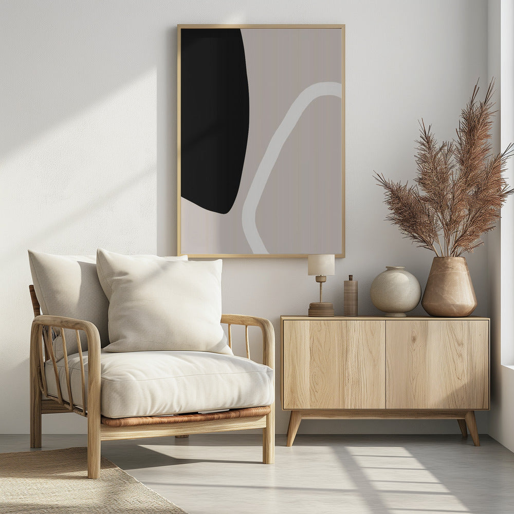 Bold Black Shapes and a White Line | Poster