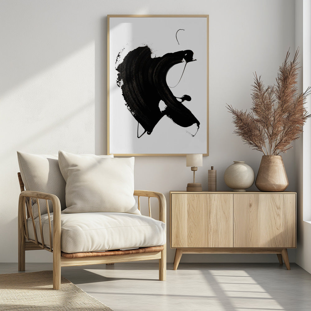 Schwarzer abstrakter Strich | Poster