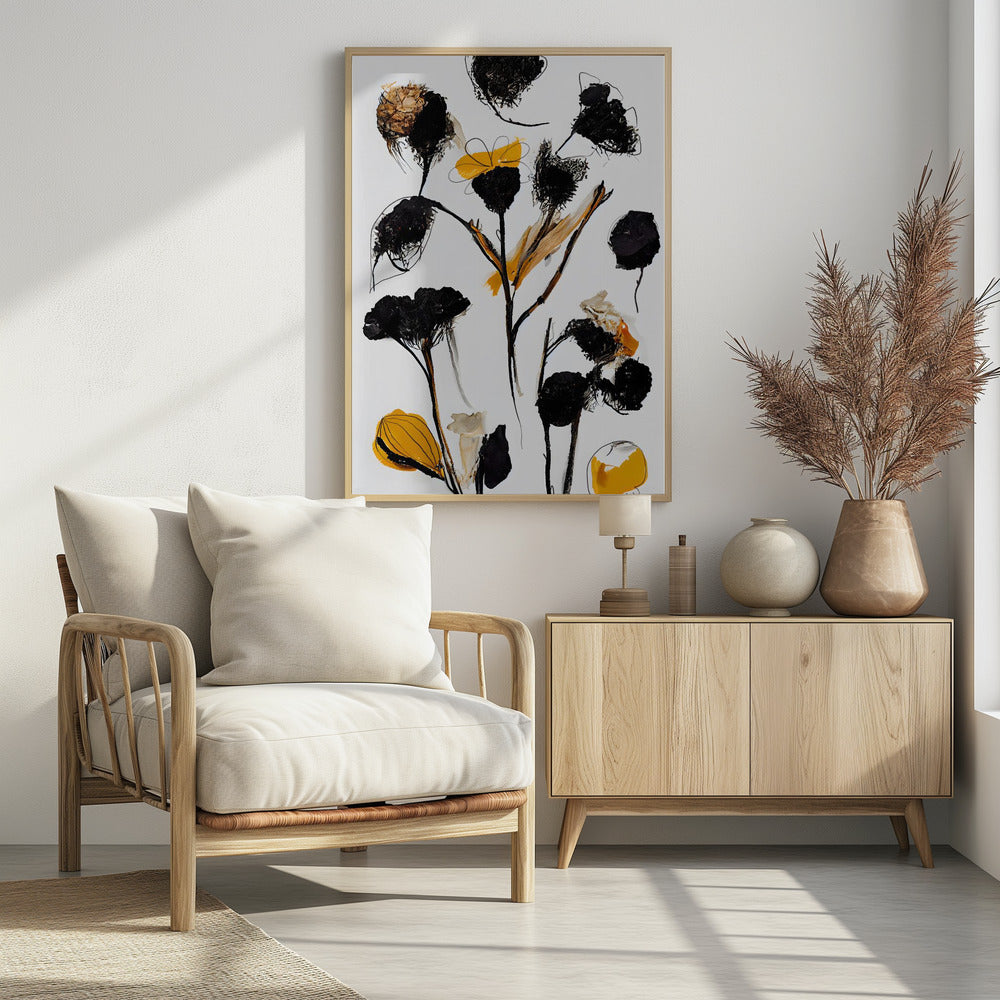 Schwarze Trockenblumen | Poster