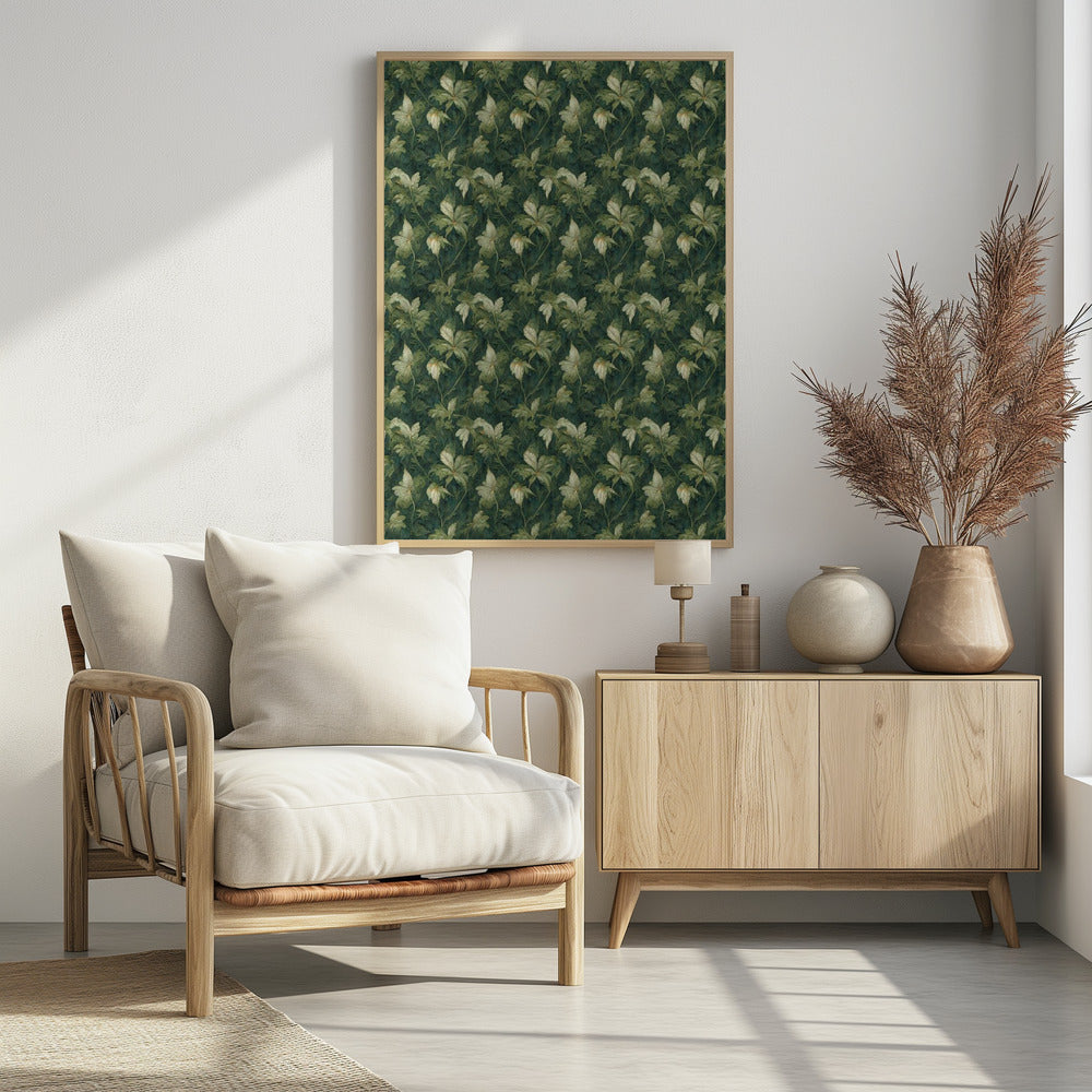 Wandteppich mit grünen Blüten | Poster