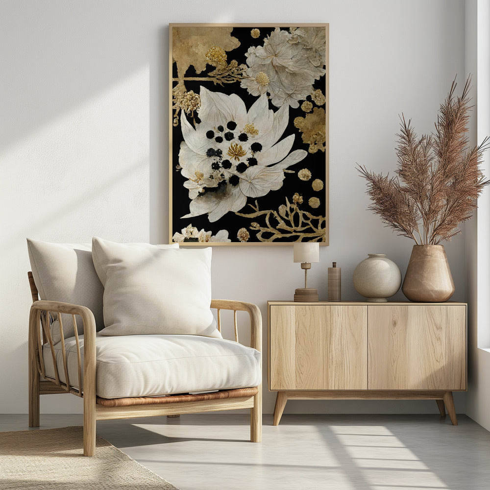 Goldene Blütenblattblüte | Poster