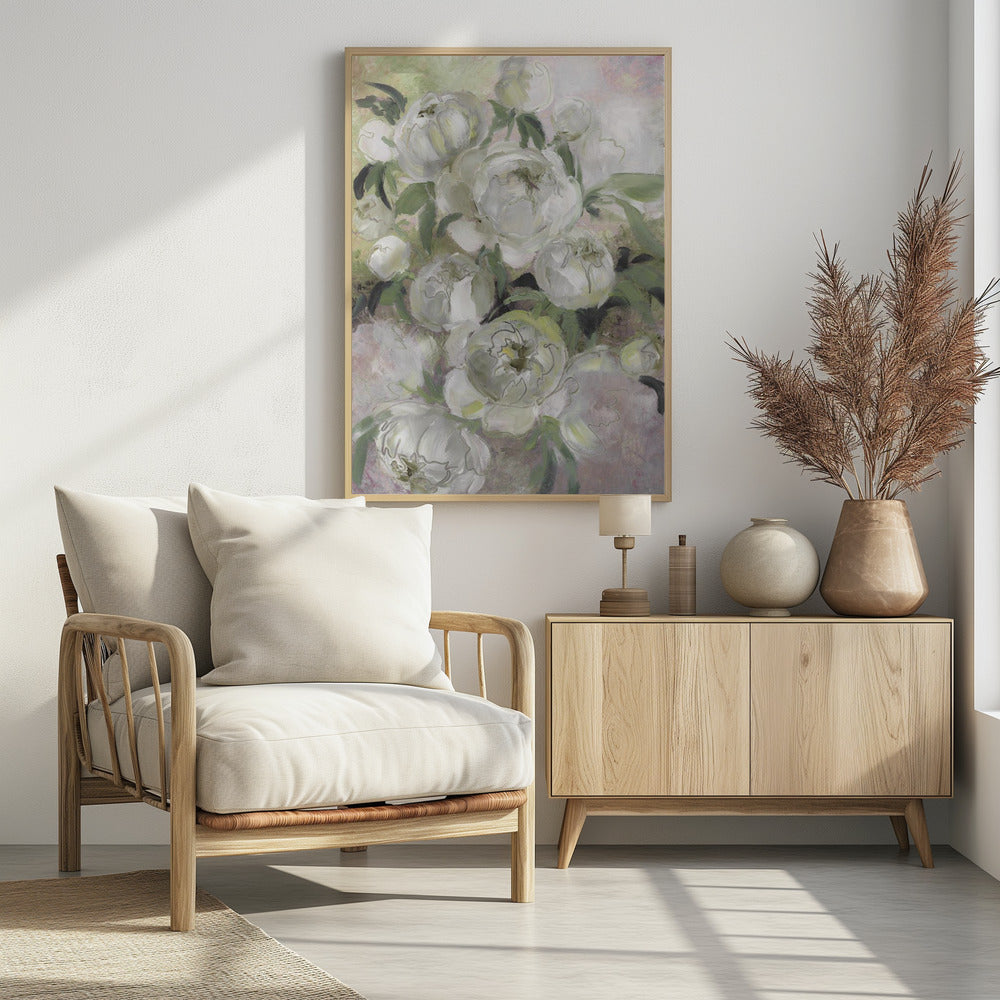 Sady painterly florals in green | Poster