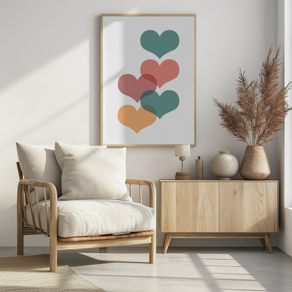 Herzen aus der Mitte des Jahrhunderts | Poster