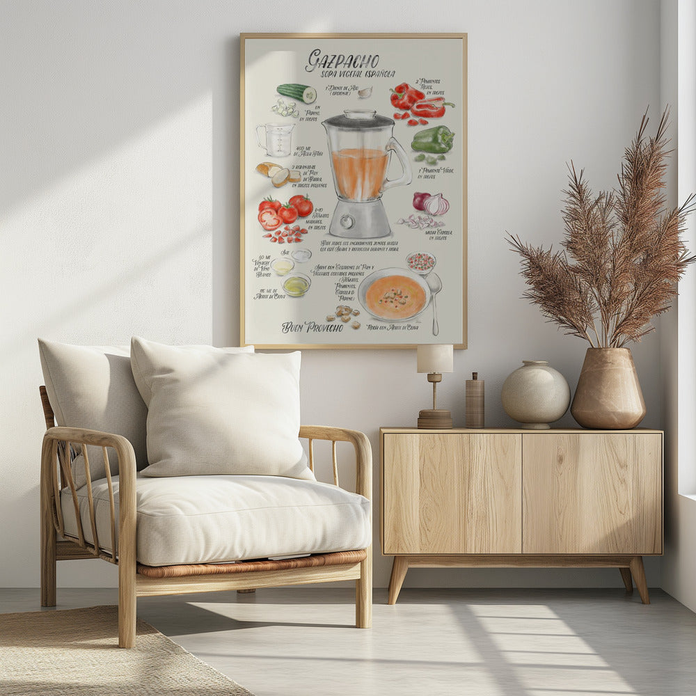 Illustriertes Gazpacho-Rezept auf Spanisch | Poster