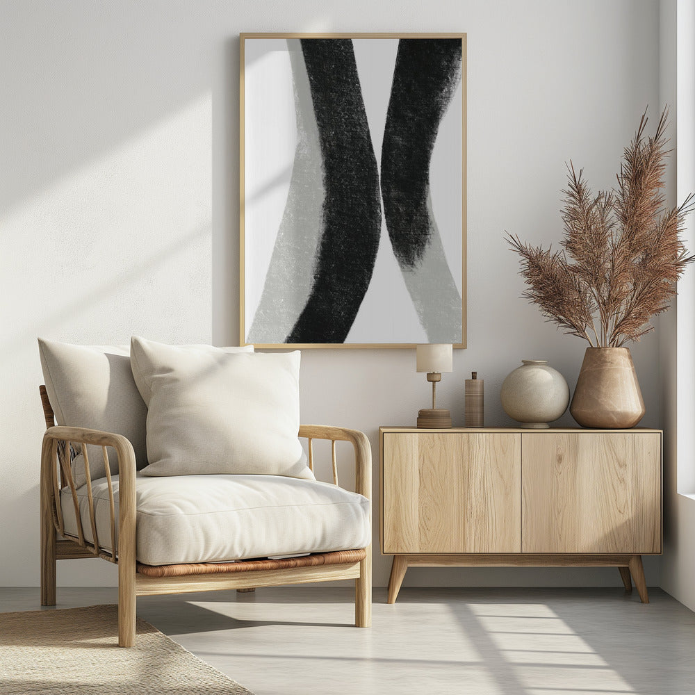 Black And Grey Strokes On A White Background | Poster