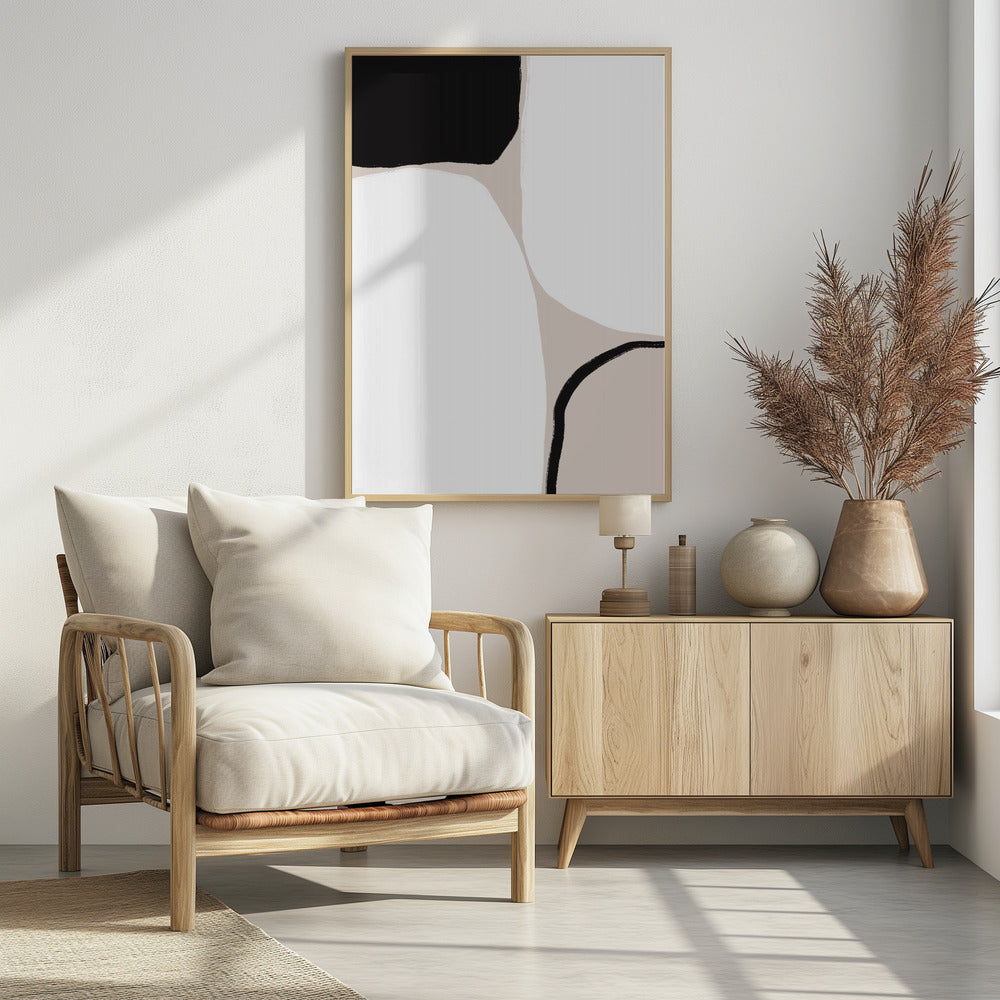 Geometrische Formen in Schwarz und Beige | Poster