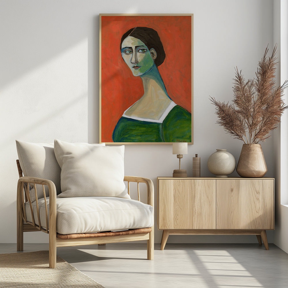 Vintage Frau in Grün | Poster
