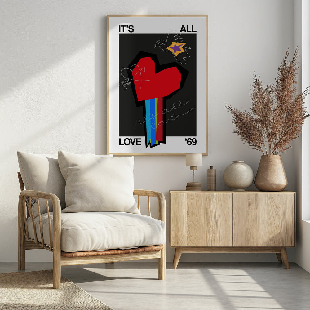 Es ist alles Liebe Herz Grau | Poster