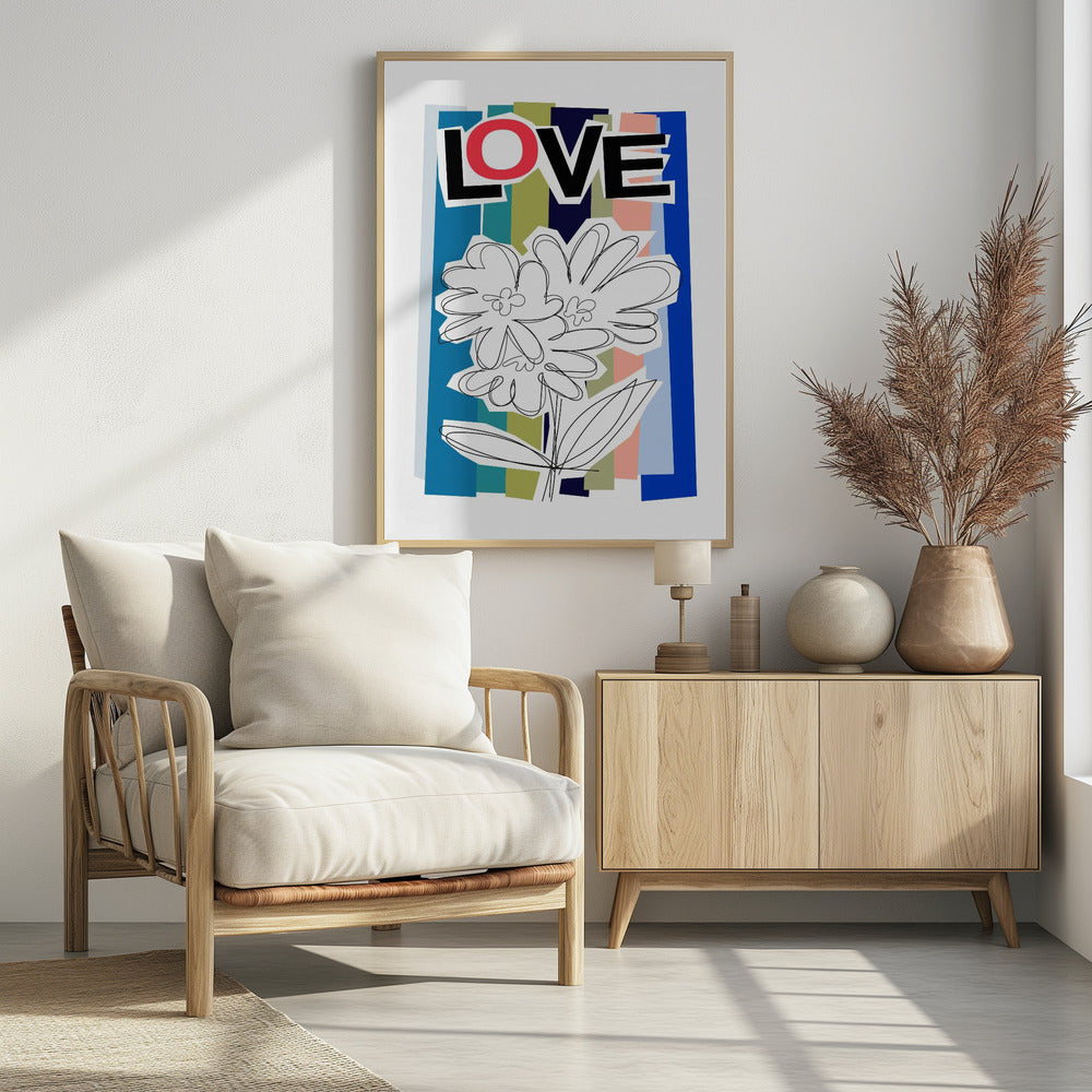 Kritzelblume Blau | Poster