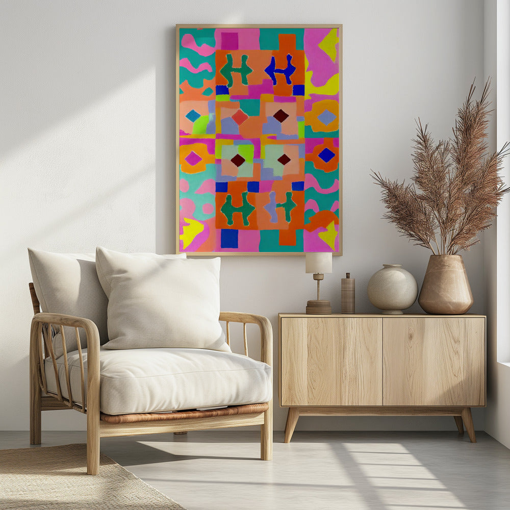 Lebendiger geometrischer Wandteppich | Poster