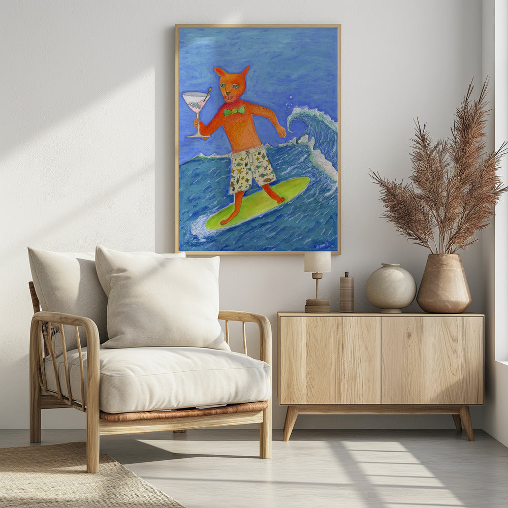 Surfende Cocktailkatze | Poster