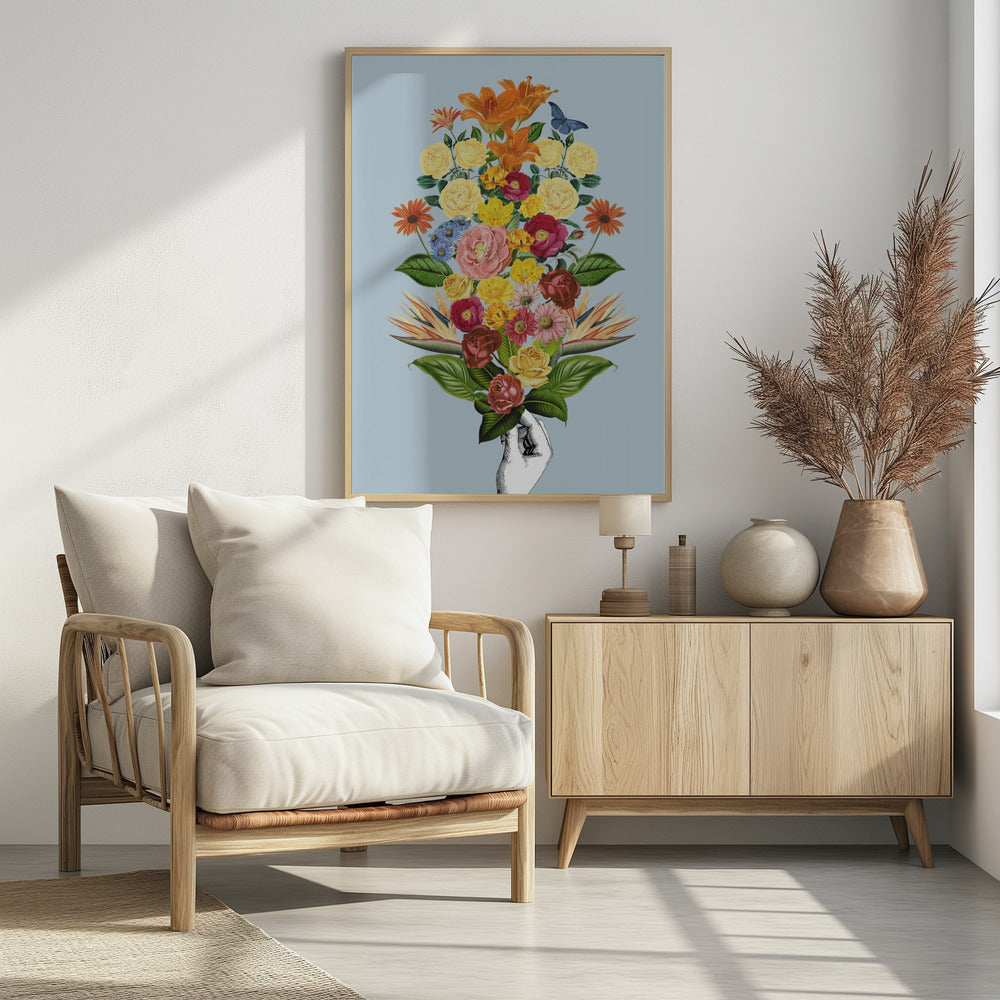 Botanischer blauer Blumenstrauß | Poster