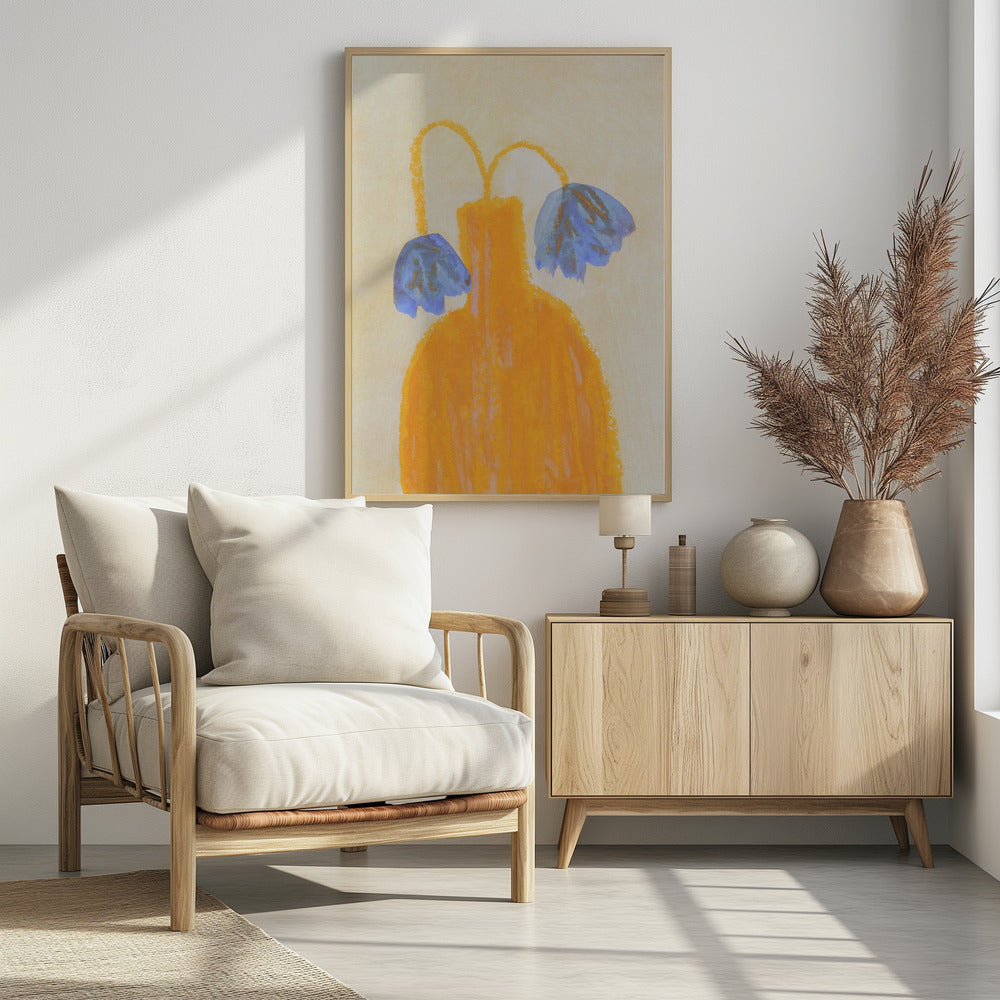 Stillleben mit einer Vase und zwei Blumen | Poster