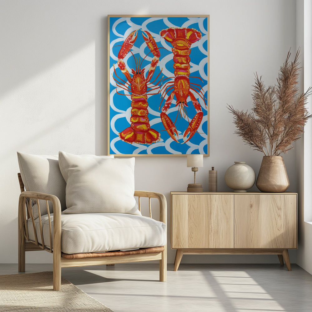 Langustinen auf Blau | Poster