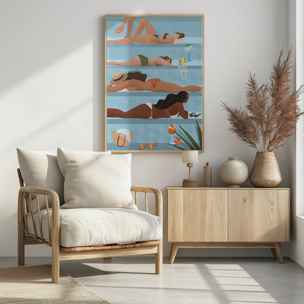 Damen am Pool | Poster