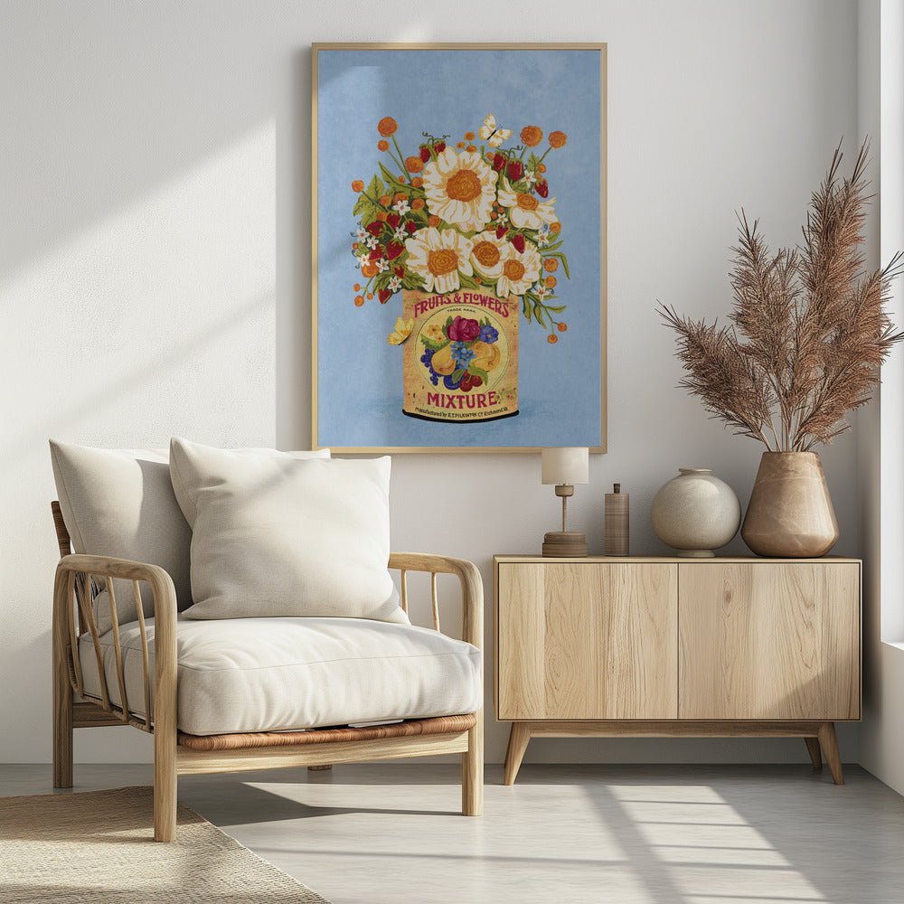 Blumen in einer Vintage-Teedose | Poster