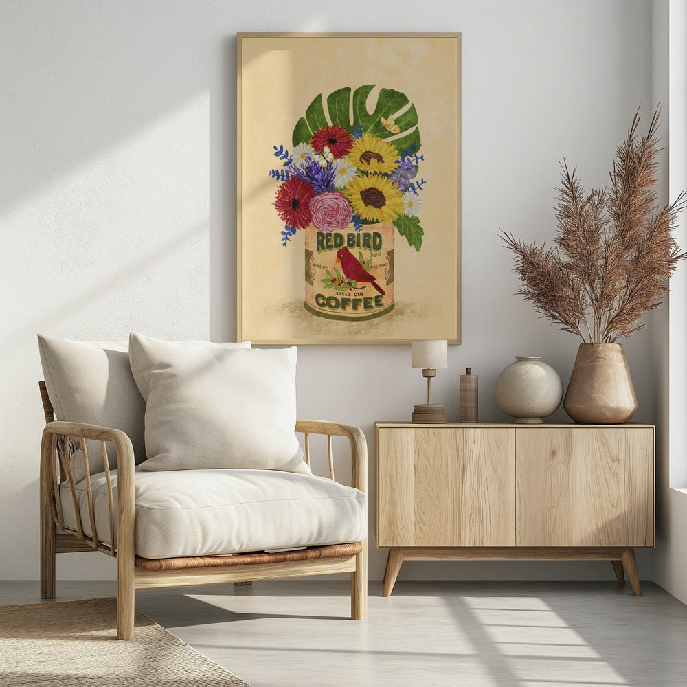 Blumen in einer Vintage-Kaffeedose | Poster