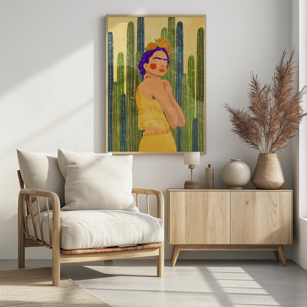 Frida und Kakteen | Poster