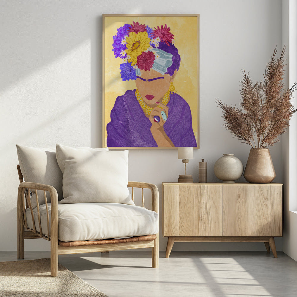 Frida und Blumen | Poster