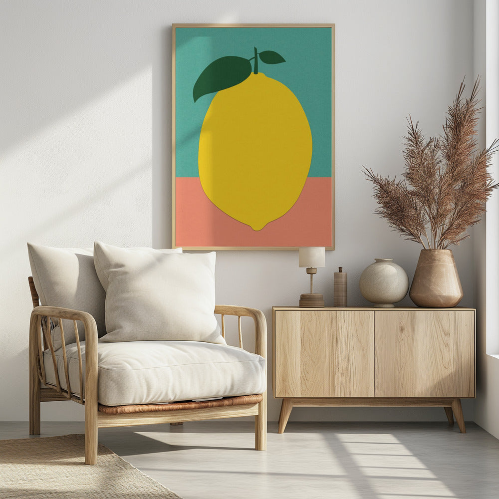 Zitrone mit zwei Blättern | Poster