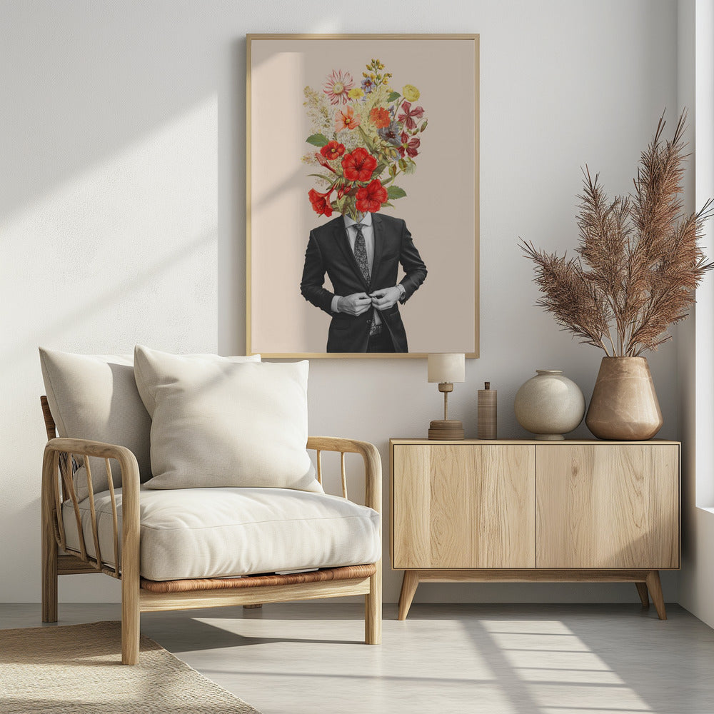 Mann mit roten Blumen | Poster