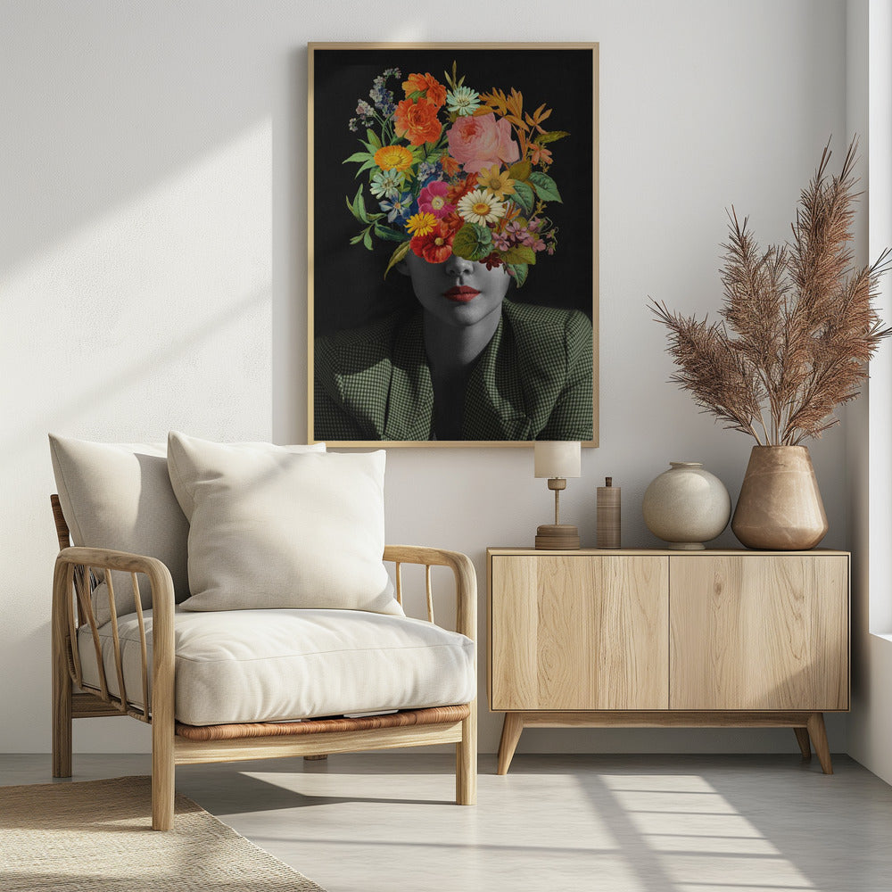 Grüner Vintage-Blumenstrauß | Poster