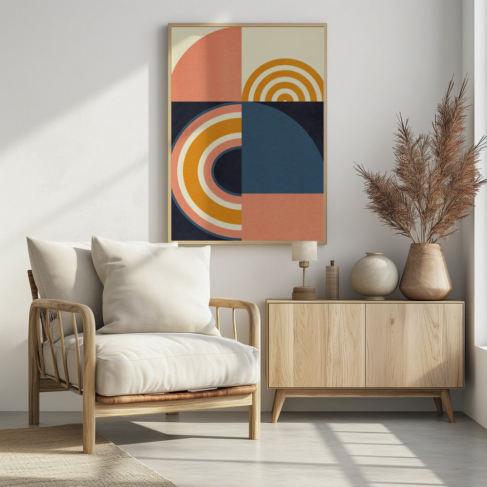 Rainbow Plus Shapes Blue Mustard9 | Poster