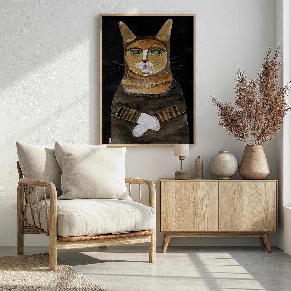 Mona Lisa Katze Lustiger Katzenhumor Ingwer Orange Katze | Poster