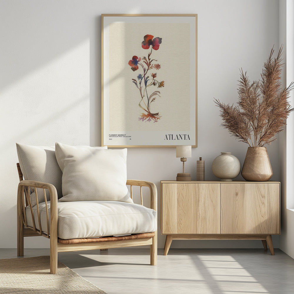 Aquarelldruck-Sammlung. Blumenmarkt – Atlanta | Poster