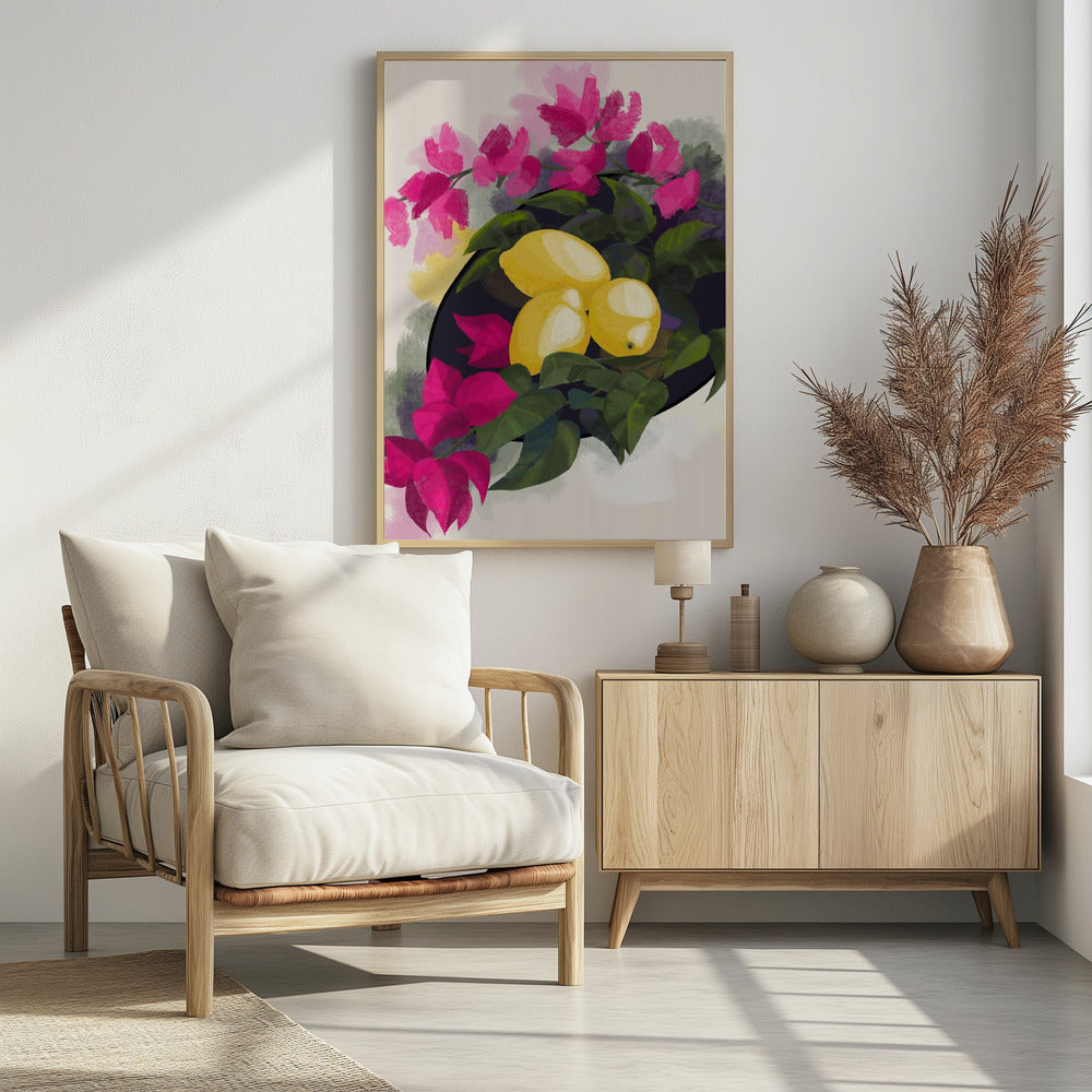 Bougainvillea und Zitronen | Poster