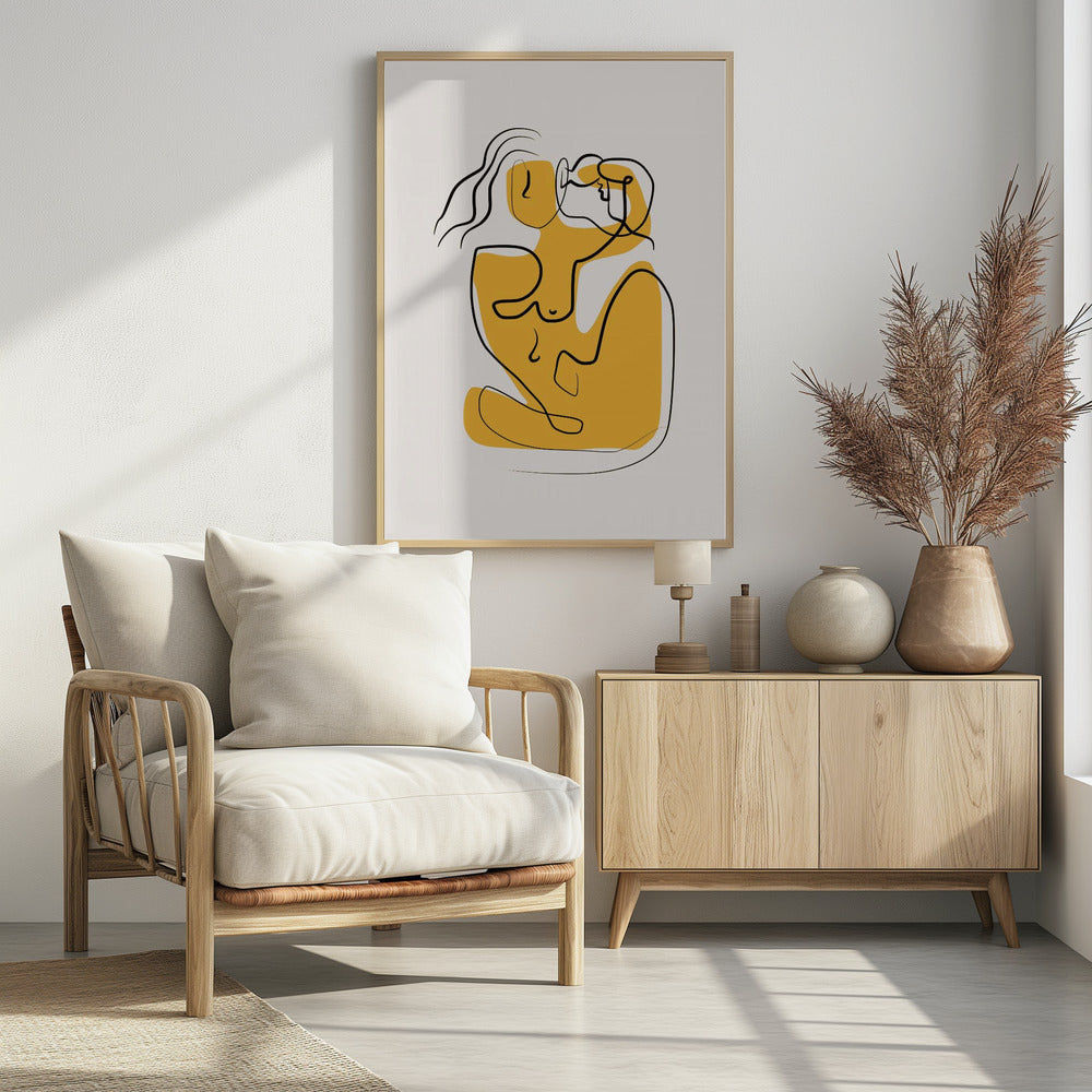 Line Art Nude Blowing Hair | Poster
