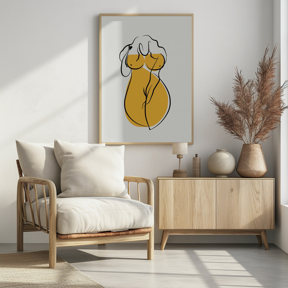 Female Form In Vibrant Yellow | Poster