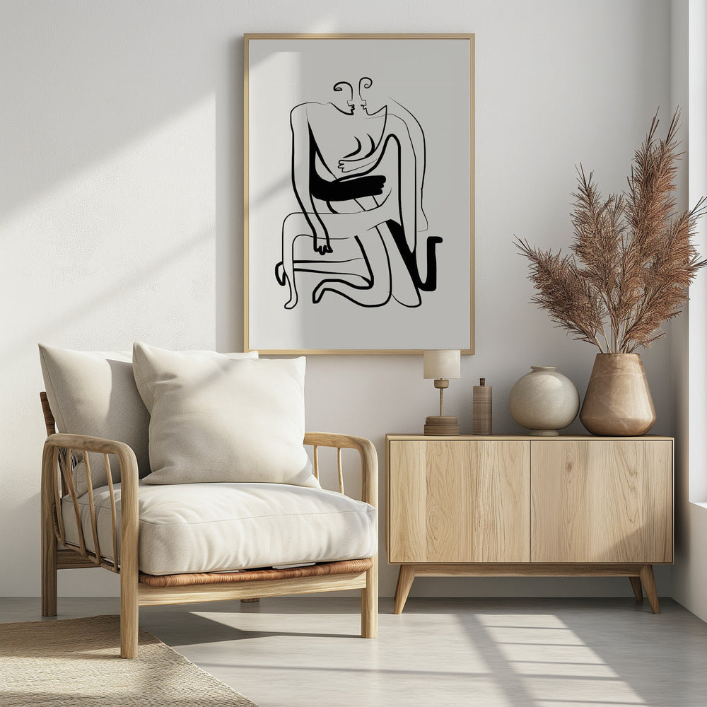 Umarmungen und Küsse Line Art | Poster