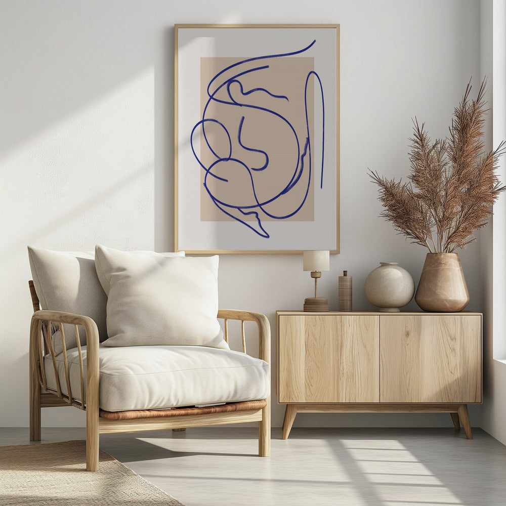 Abstrakte blaue Linienkunst 3 | Poster