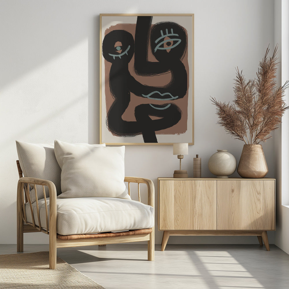 Abstraktes schwarzes Portraitpaar | Poster