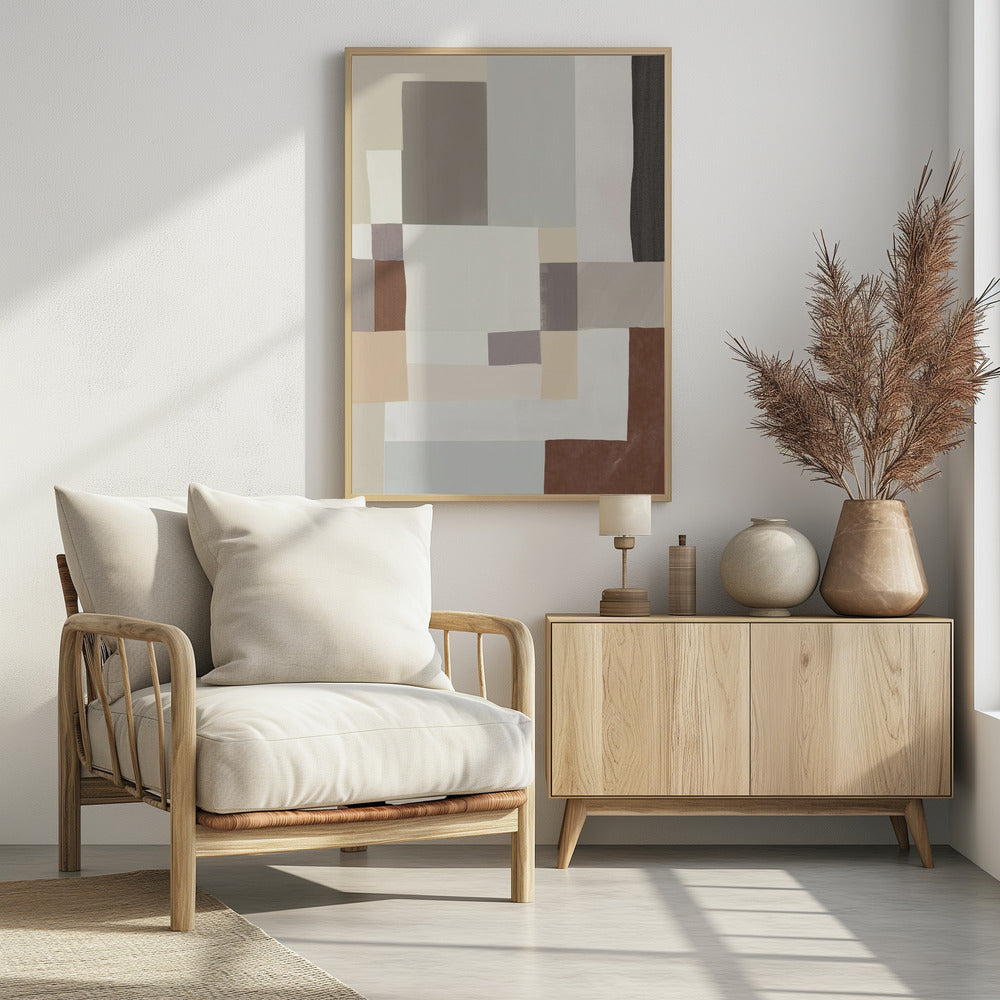 Neutrale Farbe geometrisch abstrakt 02 | Poster