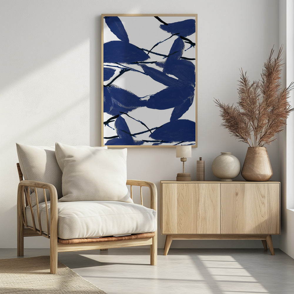 Blaues Blumenmuster Nr. 2 | Poster
