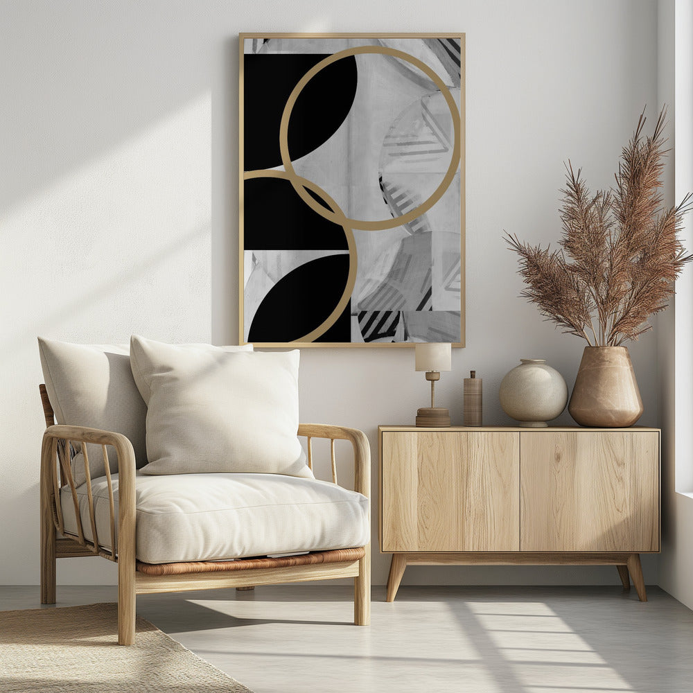 Schwarz-weiße Streifen, goldene Kugeln Nr. 1 | Poster
