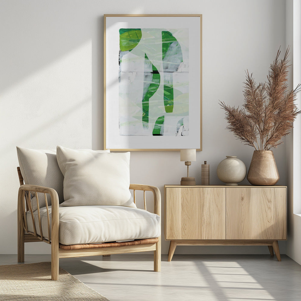 Lime Green Black Abstract No1 | Poster