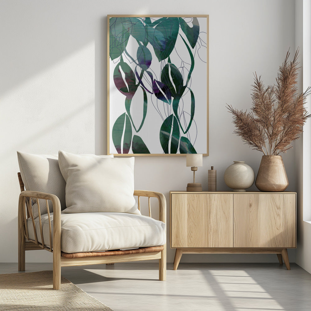 Botanical Leaf Print Art In Navy Blue 4 | Poster