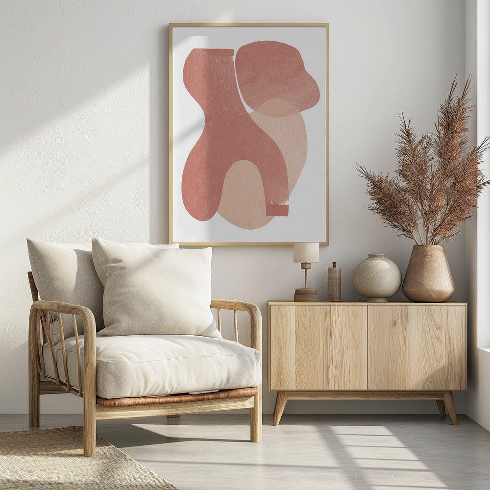 Pfirsichfarbene Papierschnittkomposition Nr. 2 | Poster