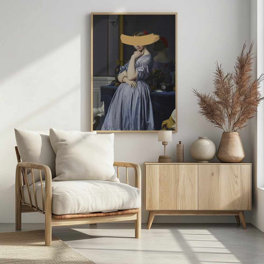 Klassisches Ölgemälde und gelber Spritzer | Poster