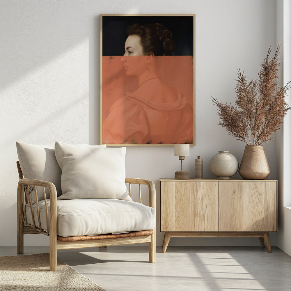 Verändertes Frauenporträt Orange Moderne Kunst | Poster