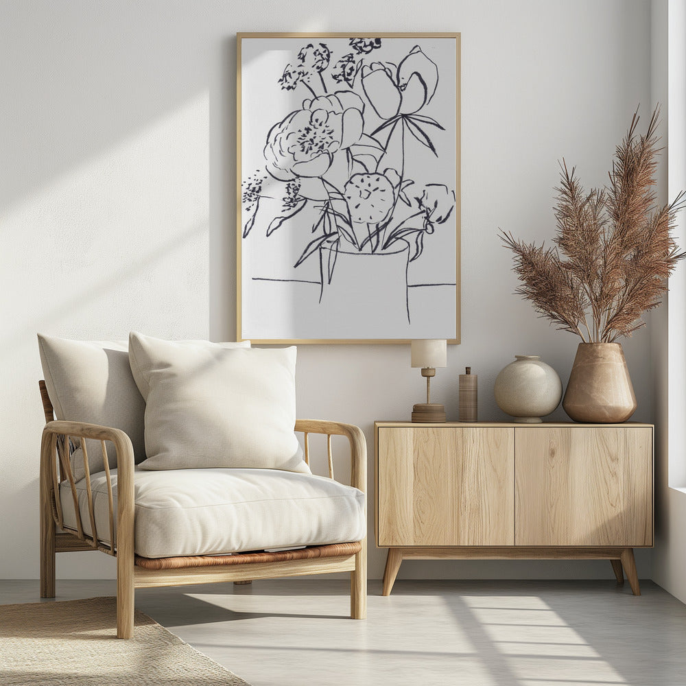 Black and White Floral Small | Poster