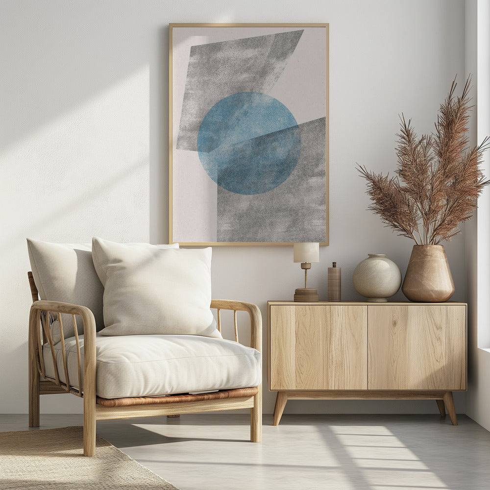 Blaues geometrisches modernes Objekt | Poster