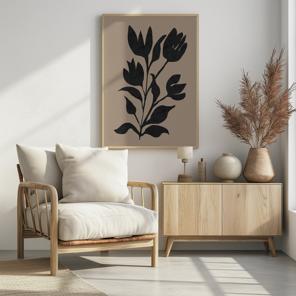 Schwarze Tulpen Moderne botanische Silhouette | Poster