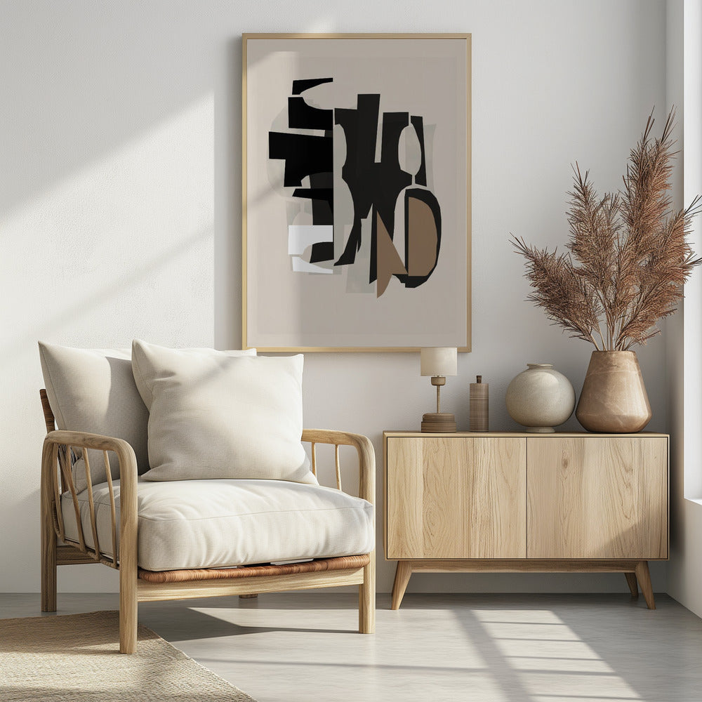 Schwarz-Weiß-Braun-Relief 2 | Poster