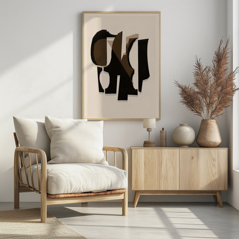 Schwarz-Weiß-Braun-Relief 3 | Poster