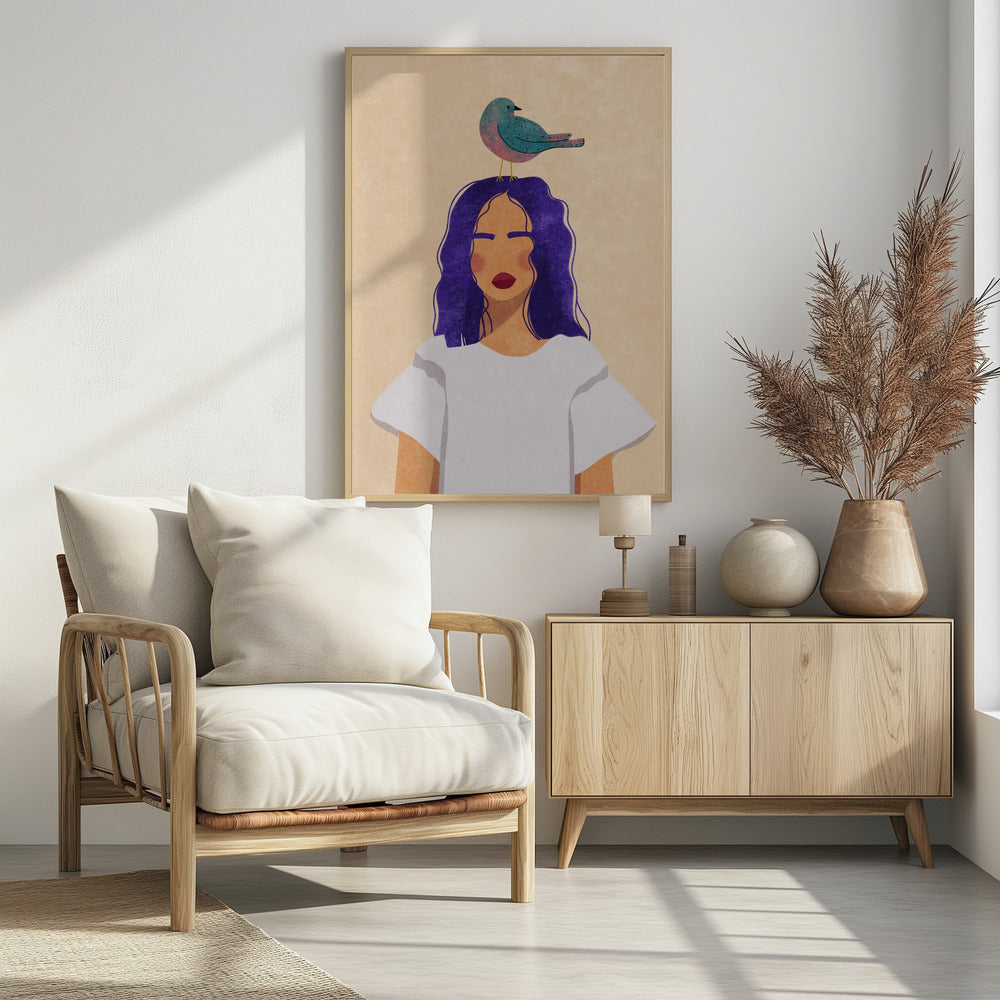Mädchen mit Vogel | Poster